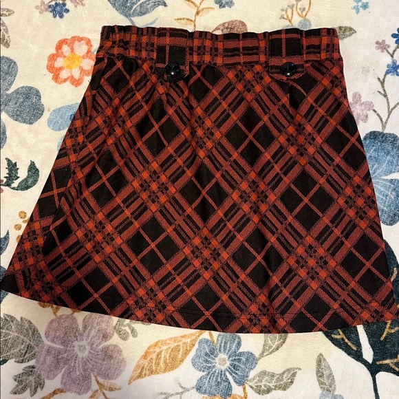 Orange and Black Plaid Skirt - Picture 4 of 4